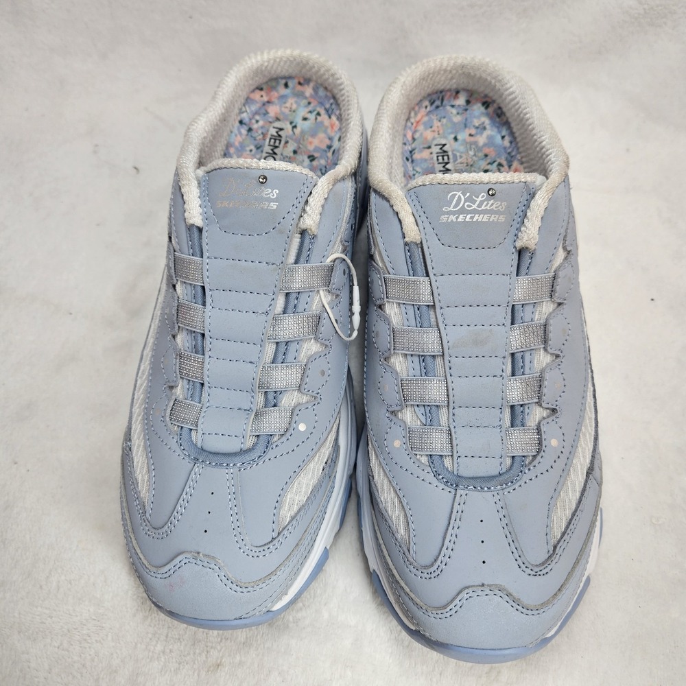 Skechers D'Lites Womens Sneakers Light Blue Leather Size 9 Comfort Shoes